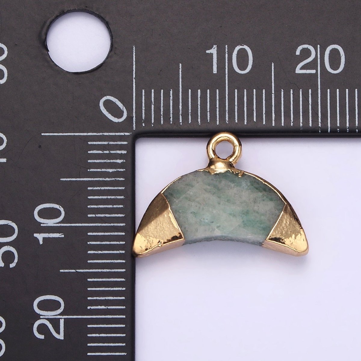 14K Gold Filled Lapis Lazuli, Amazonite, Rose Quartz, Howlite Crescent Horn Foiled Charm | N1745 - N1748