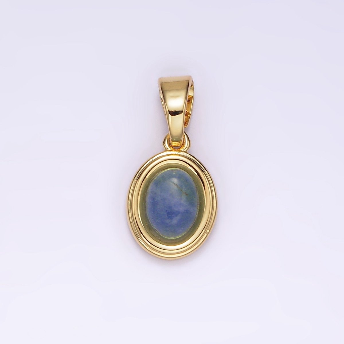 14K Gold Filled Lapis Lazuli, Peridot, Green Kyanite, Blue Agate, Sunstone, Pink Opal Bezel Oval Pendant | N1847 - N1852
