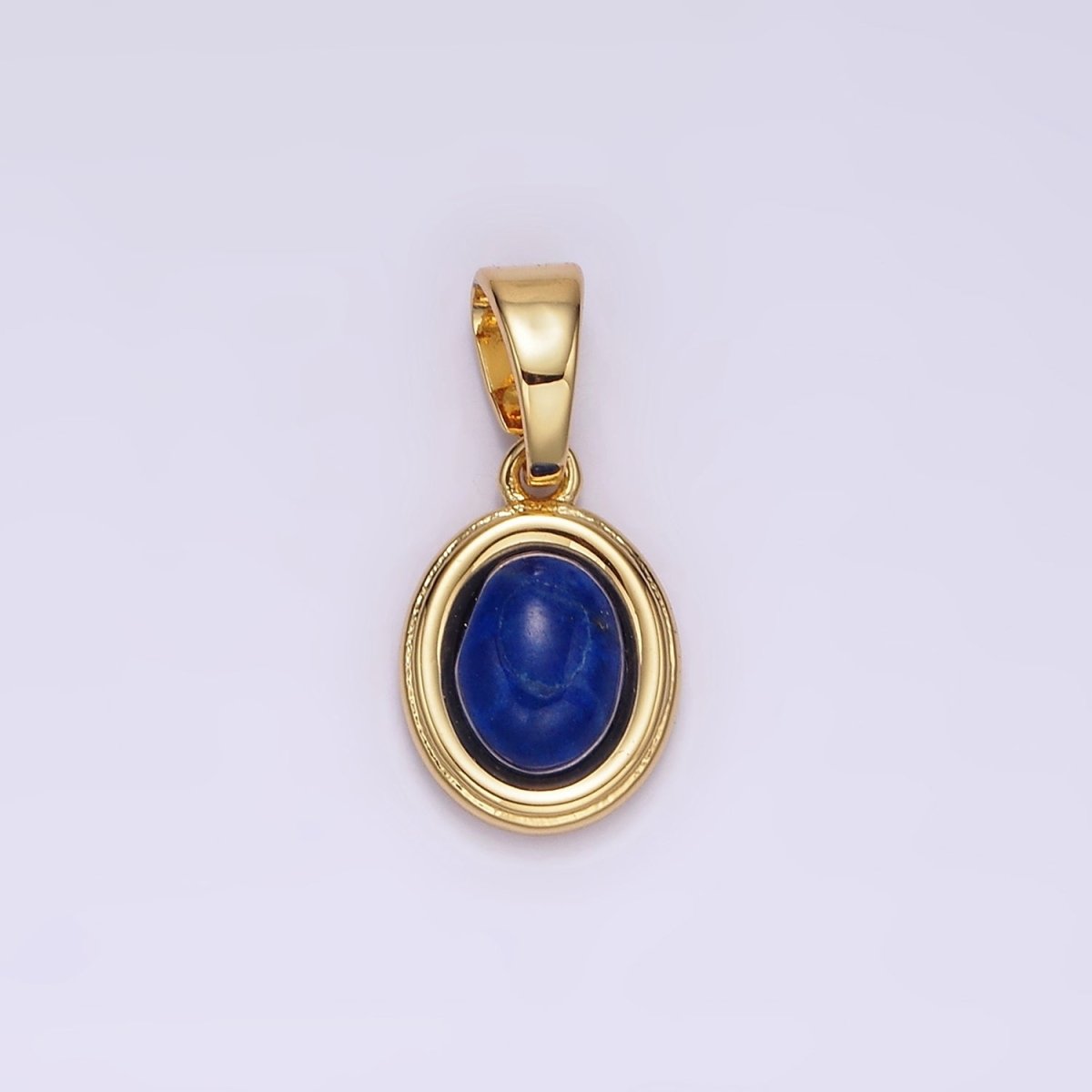 14K Gold Filled Lapis Lazuli, Peridot, Green Kyanite, Blue Agate, Sunstone, Pink Opal Bezel Oval Pendant | N1847 - N1852