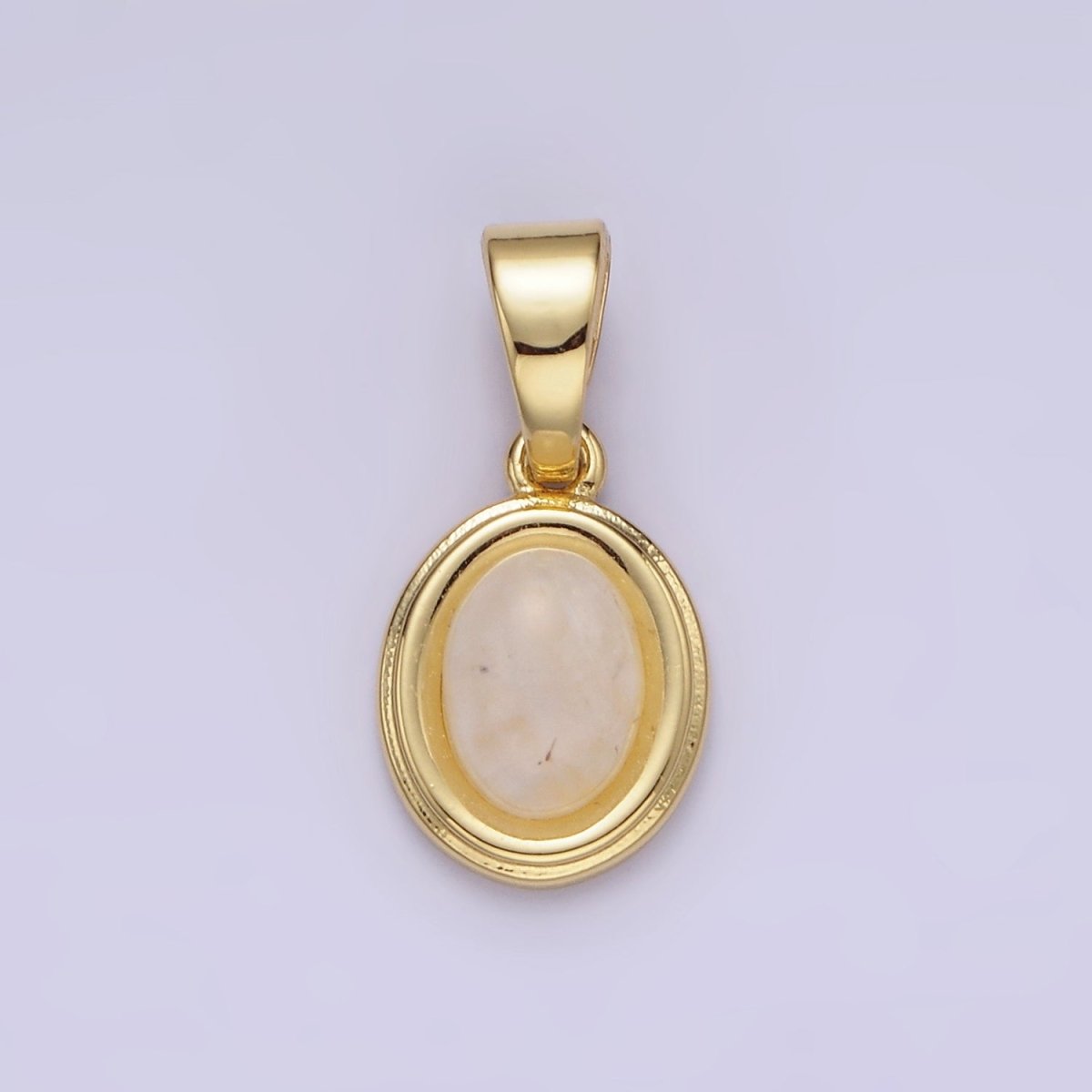 14K Gold Filled Lapis Lazuli, Peridot, Green Kyanite, Blue Agate, Sunstone, Pink Opal Bezel Oval Pendant | N1847 - N1852