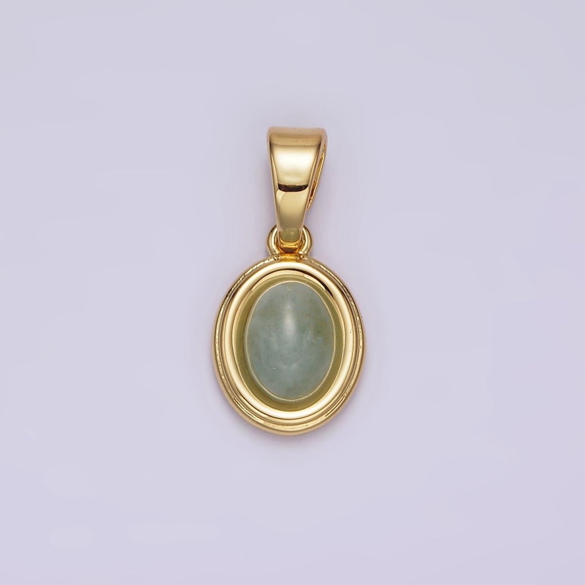 14K Gold Filled Lapis Lazuli, Peridot, Green Kyanite, Blue Agate, Sunstone, Pink Opal Bezel Oval Pendant | N1847 - N1852