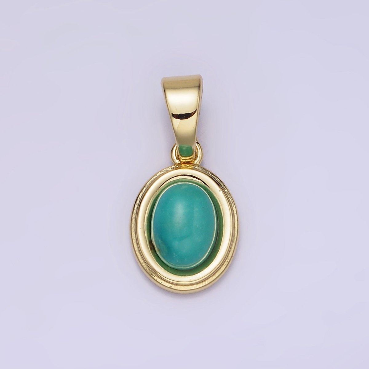 14K Gold Filled Lapis Lazuli, Peridot, Green Kyanite, Blue Agate, Sunstone, Pink Opal Bezel Oval Pendant | N1847 - N1852