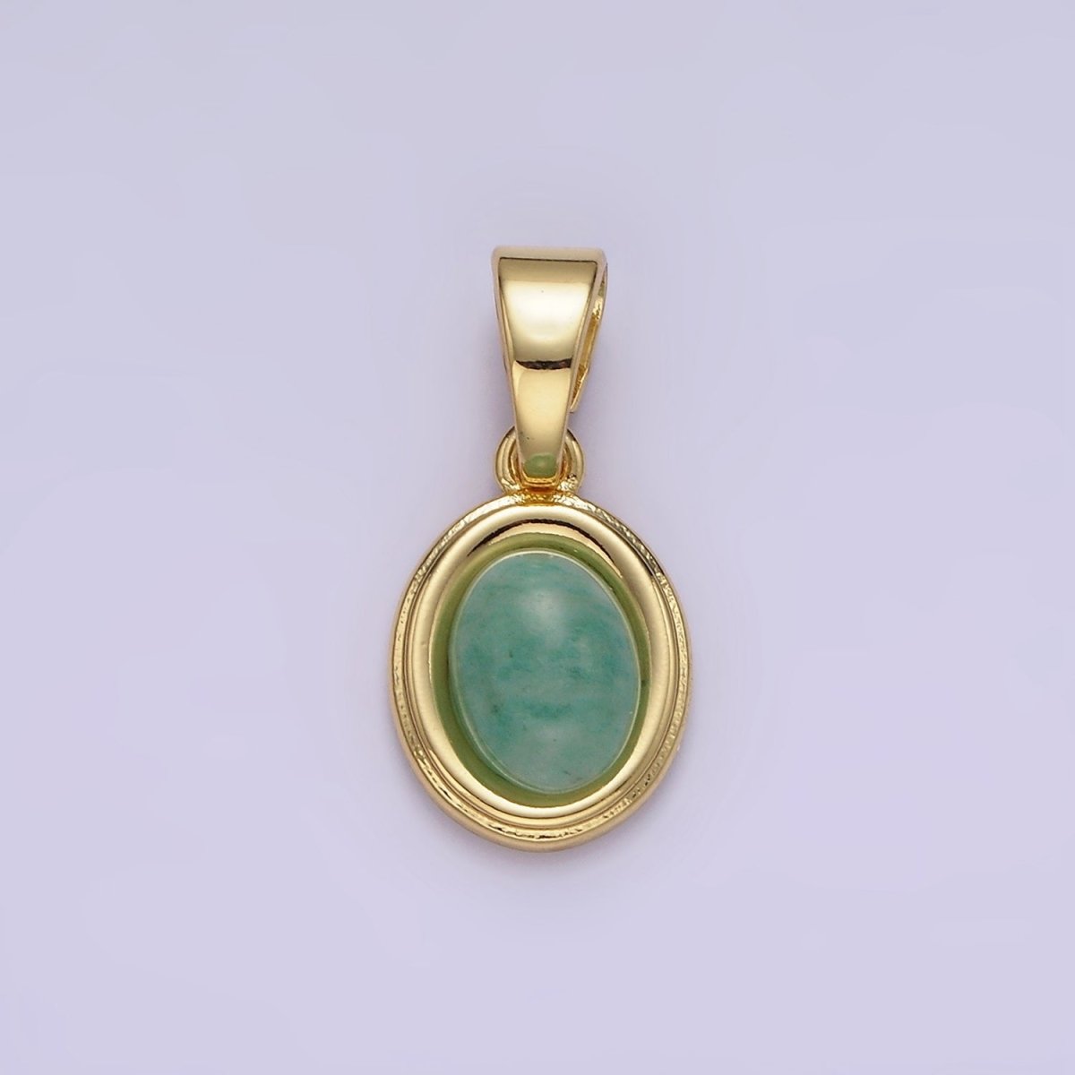 14K Gold Filled Lapis Lazuli, Peridot, Green Kyanite, Blue Agate, Sunstone, Pink Opal Bezel Oval Pendant | N1847 - N1852
