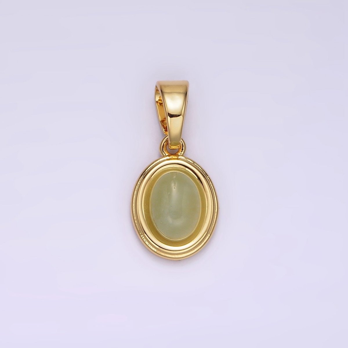14K Gold Filled Lapis Lazuli, Peridot, Green Kyanite, Blue Agate, Sunstone, Pink Opal Bezel Oval Pendant | N1847 - N1852