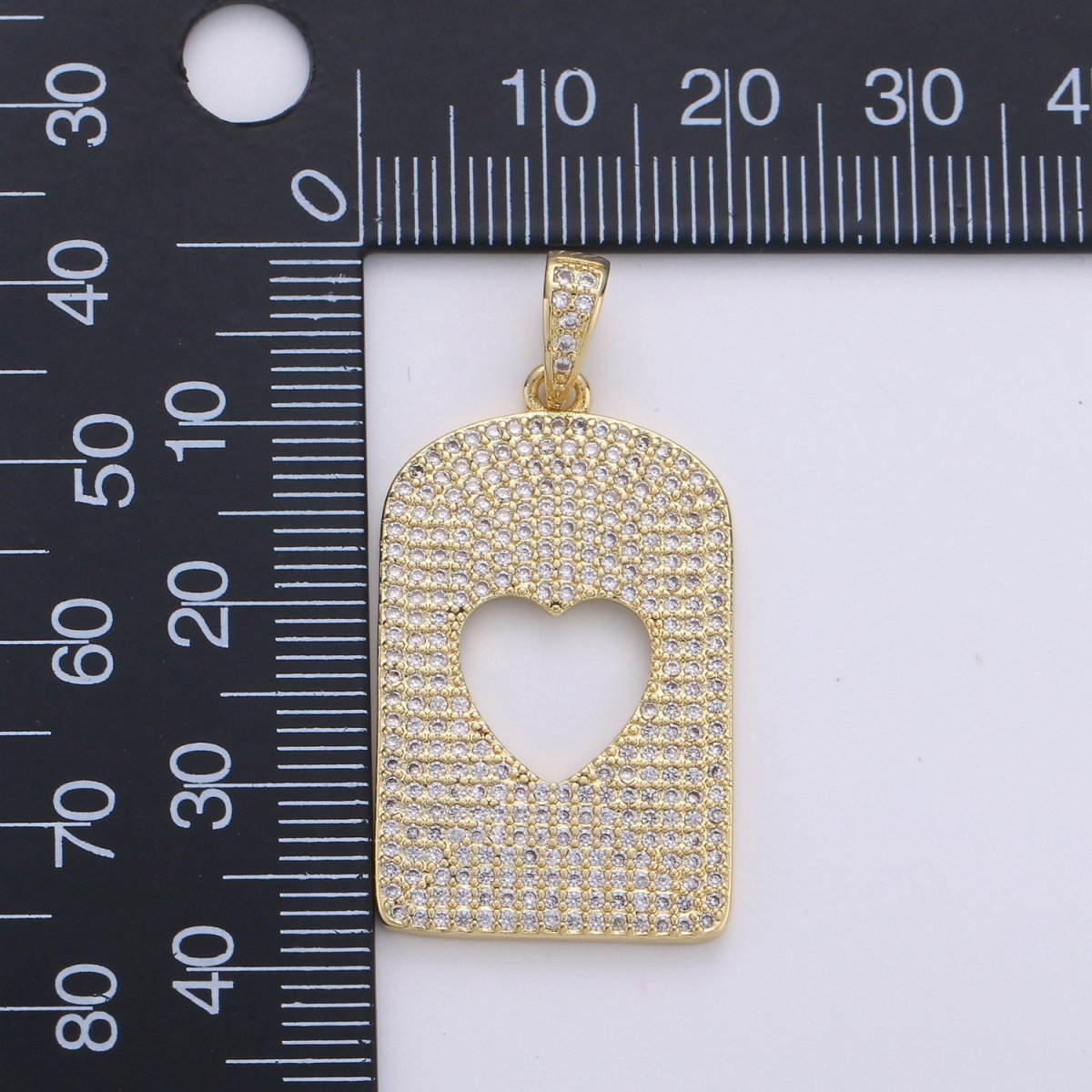 14k Gold Filled Large Heart Charm Pendant CZ Micro Pave, Gold Heart Charm, Heart Pendant, Love Necklace, Cubic Heart Charm 38x21mm D-095