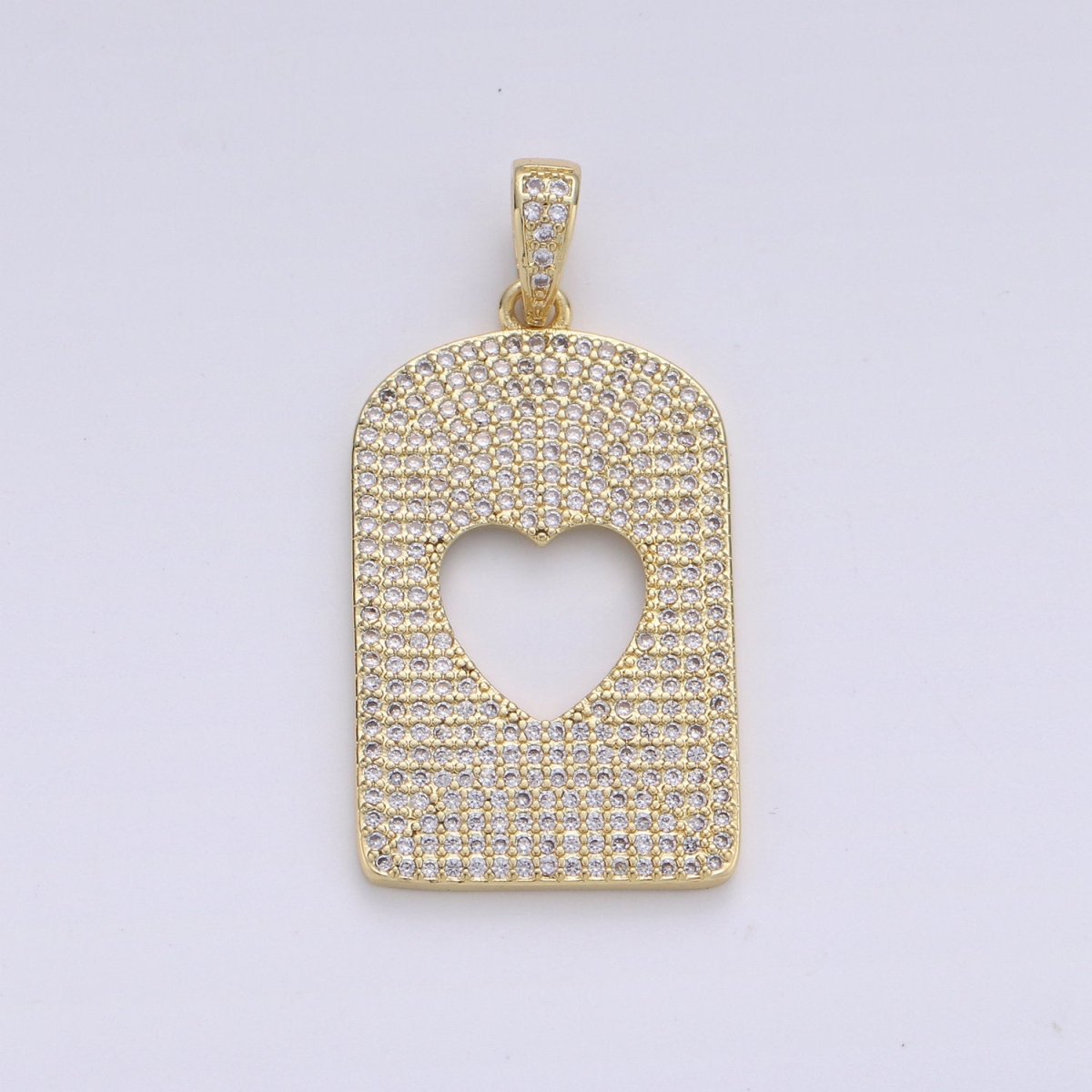 14k Gold Filled Large Heart Charm Pendant CZ Micro Pave, Gold Heart Charm, Heart Pendant, Love Necklace, Cubic Heart Charm 38x21mm D-095