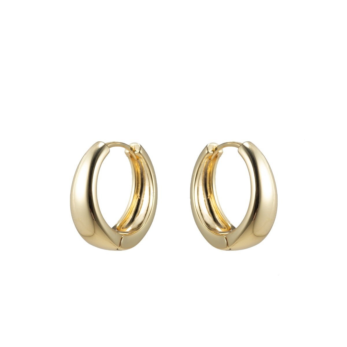 14k Gold Filled Lightweight Round Huggie Earrings 20mm Earring P-185 - DLUXCA