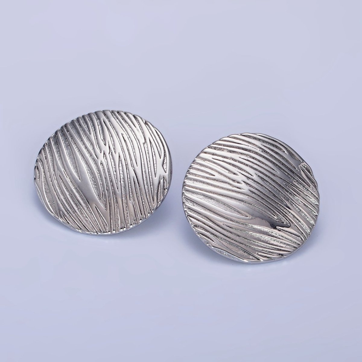 14K Gold Filled Line-Textured Round Stud Earrings in Gold & Silver | AB1298 AB1299