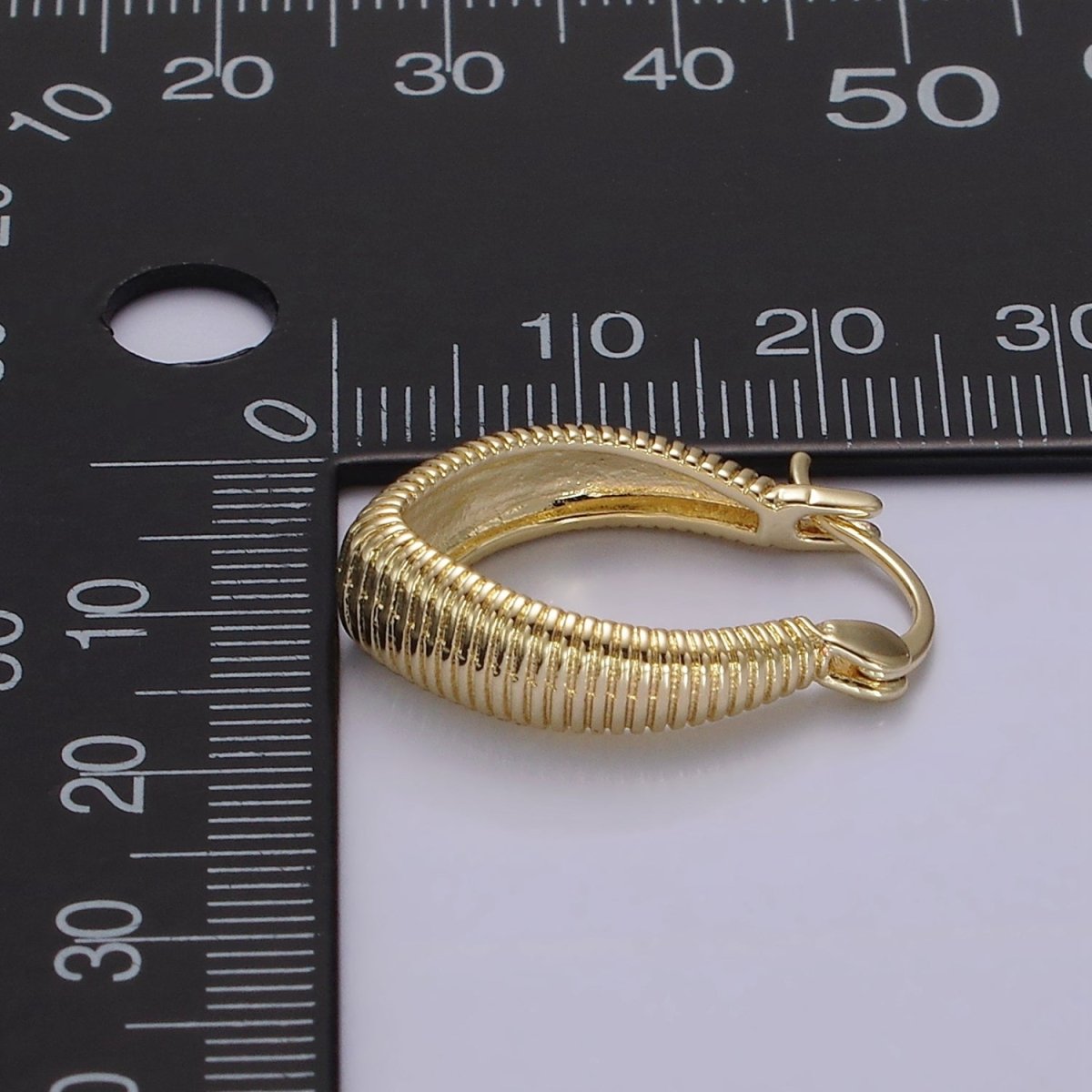 14K Gold Filled Line-Textured Sphere Latch Hoop Earrings in Gold & Silver | AE377 AE378