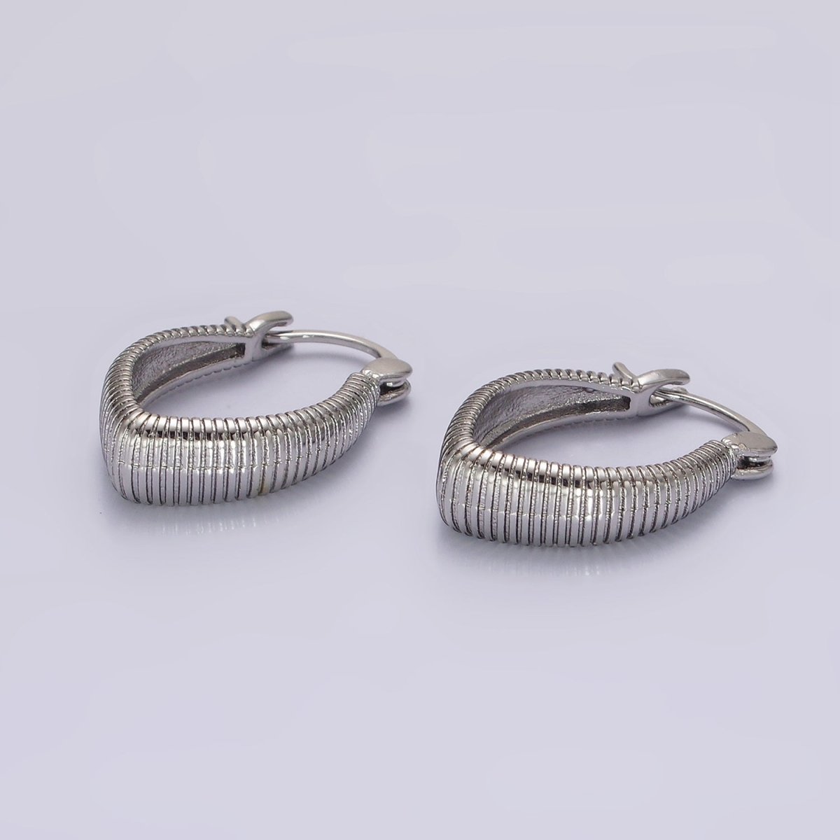 14K Gold Filled Line-Textured Sphere Latch Hoop Earrings in Gold & Silver | AE377 AE378