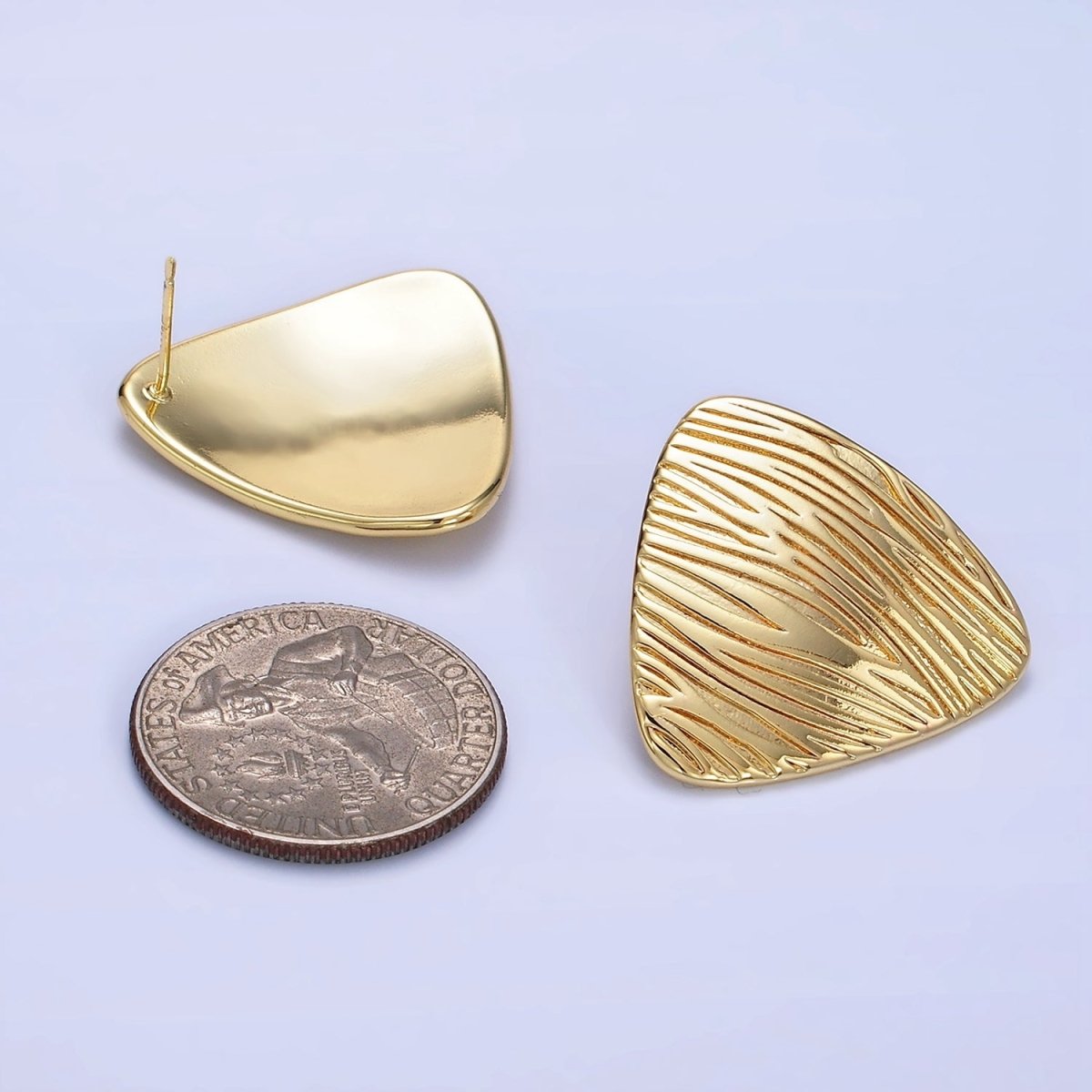 14K Gold Filled Line-Textured Triangle Stud Earrings in Gold & Silver | P470 P471 P481 AB1403