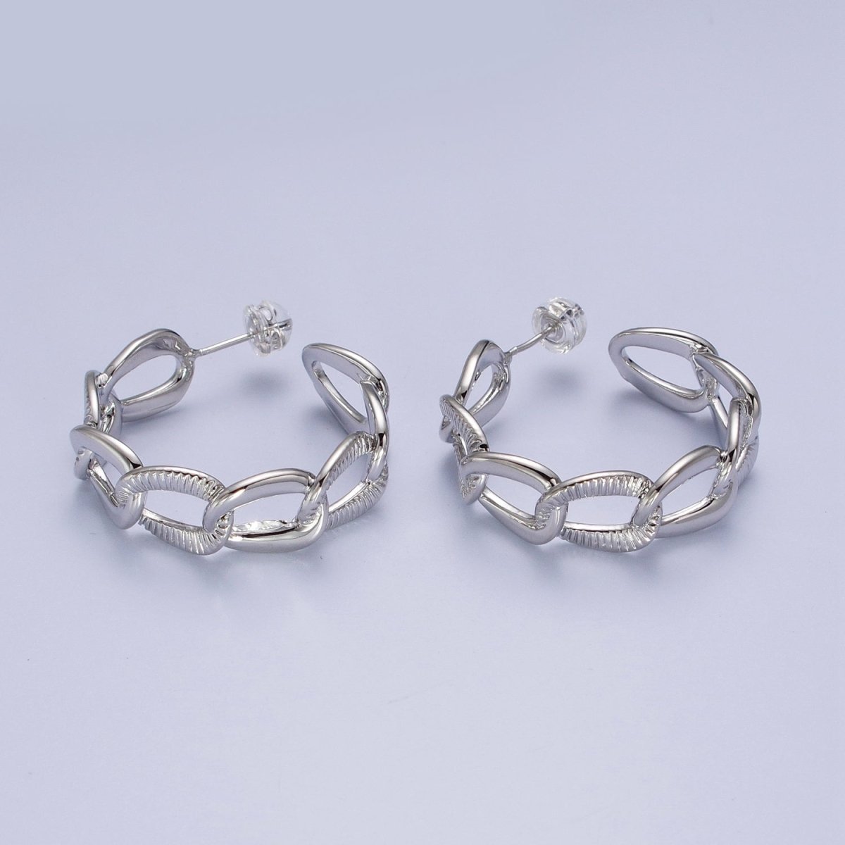 14k Gold Filled Link Chain Hoop Earring 30mm Hoops Earrings Silver Earring | AE1099 AE1100