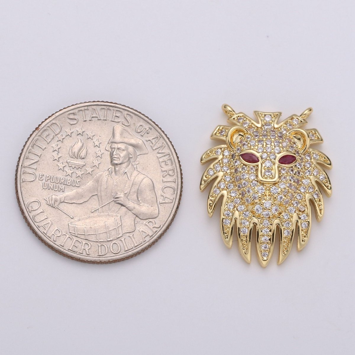 14k Gold Filled Lion Pendant Wildlife Animal Necklace Charm Micro Pave Lion Charm for Safari African Inspired Jewelry, D-473-D-474