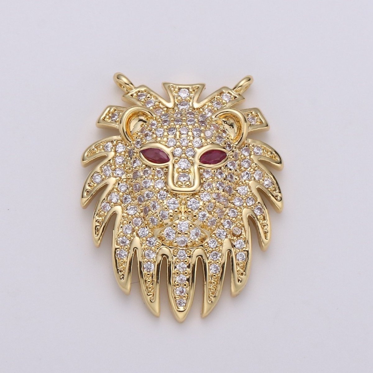 14k Gold Filled Lion Pendant Wildlife Animal Necklace Charm Micro Pave Lion Charm for Safari African Inspired Jewelry, D-473-D-474