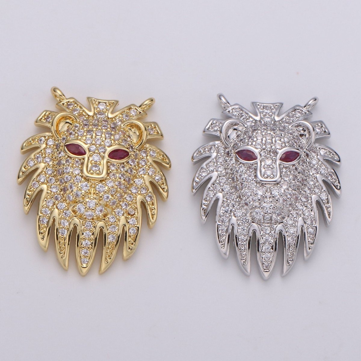 14k Gold Filled Lion Pendant Wildlife Animal Necklace Charm Micro Pave Lion Charm for Safari African Inspired Jewelry, D-473-D-474