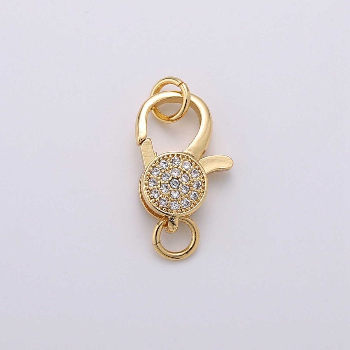 14k Gold Filled Lobster Clasp, CZ Clear Micro Pave Lobster Claw Clasp, Cubic Clasp Enhancer, DIY, Jewelry Making Supply 10x20mm K-914 - DLUXCA