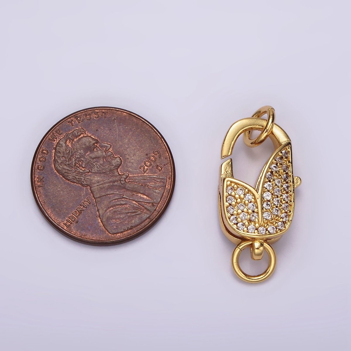 14K Gold Filled Lobster Claw Clasps Tulip Micro Paved CZ Jewelry Closure Findings Supply in Gold & Silver | Z-607 Z-608