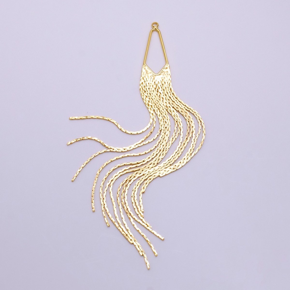 14k Gold Filled Long Fan Drop Earring Charm, Long Earrings, Charm only, No Gem Earring, Waterfall Earrings K-751