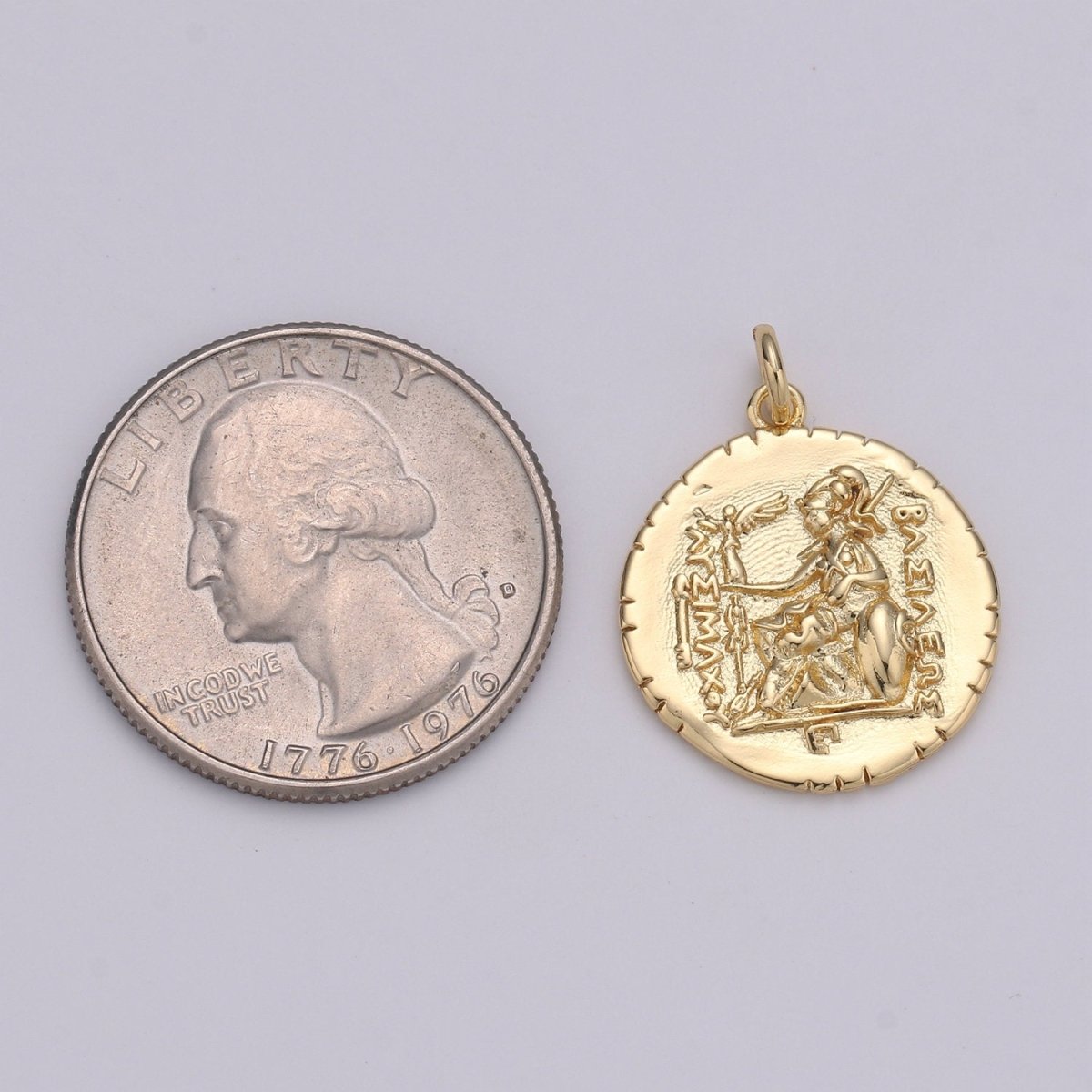 14k Gold Filled Macedonia Ancient Coin Pendant, Greek Warrior Alexander Coin Pendant, Warrior Coin Pendant, Hercules coin Pendant, D-204 - DLUXCA
