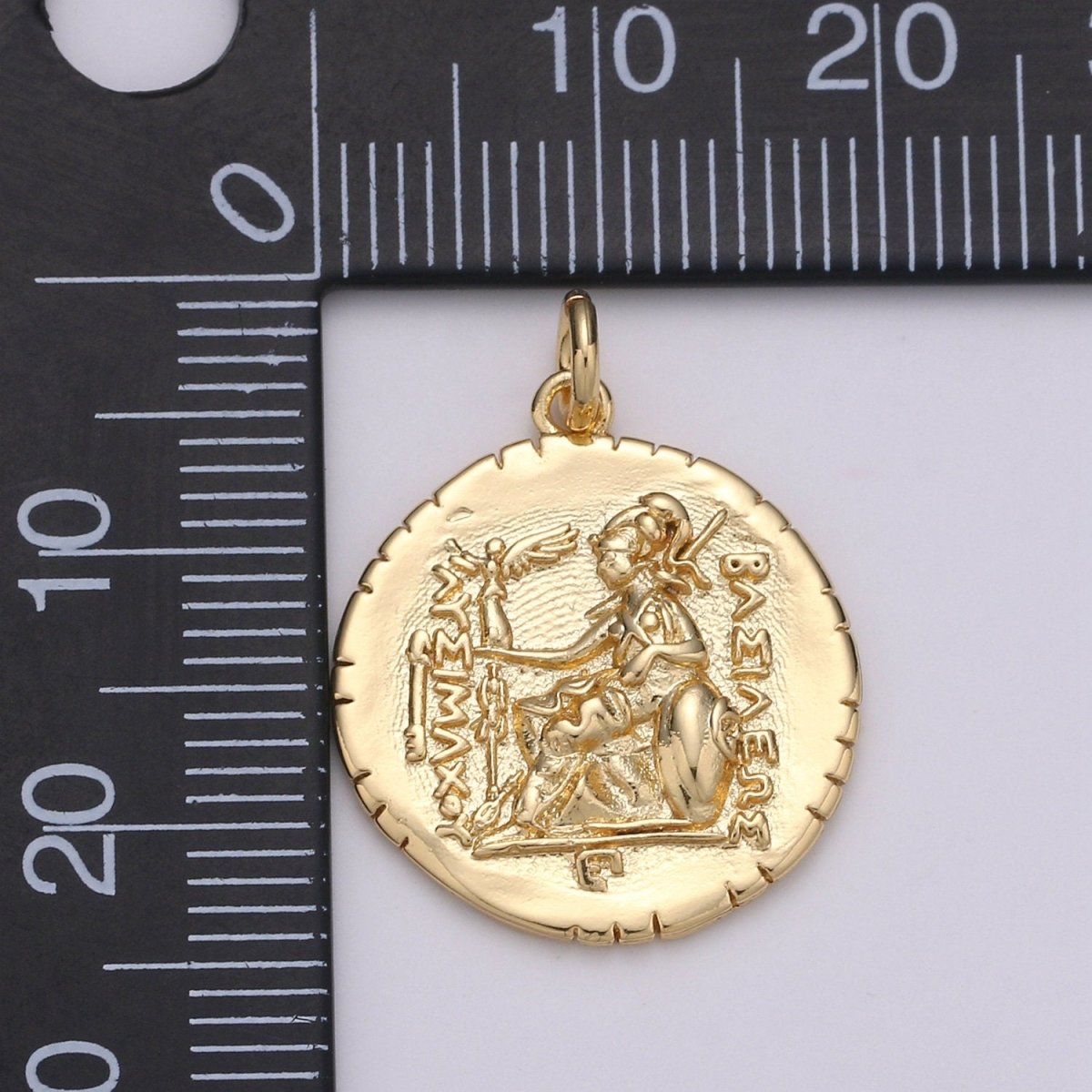14k Gold Filled Macedonia Ancient Coin Pendant, Greek Warrior Alexander Coin Pendant, Warrior Coin Pendant, Hercules coin Pendant, D-204 - DLUXCA