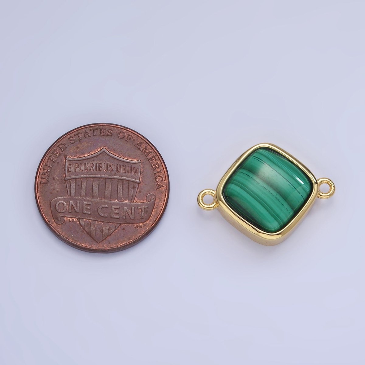 14K Gold Filled Malachite Gemstone Rhombus Connector | G313 - DLUXCA