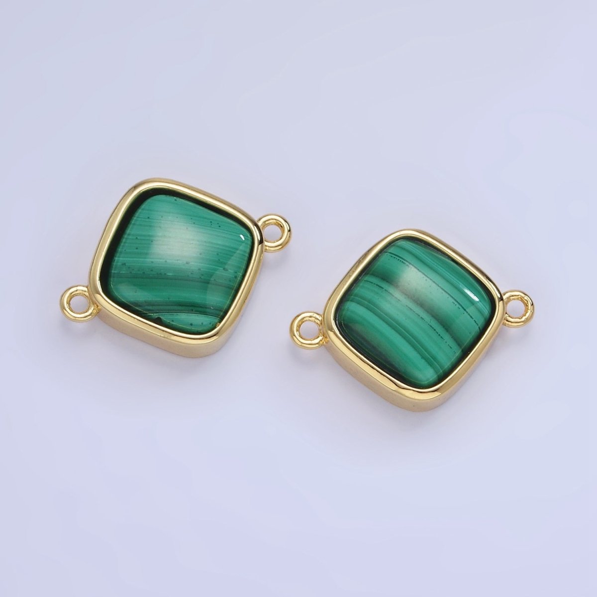 14K Gold Filled Malachite Gemstone Rhombus Connector | G313 - DLUXCA