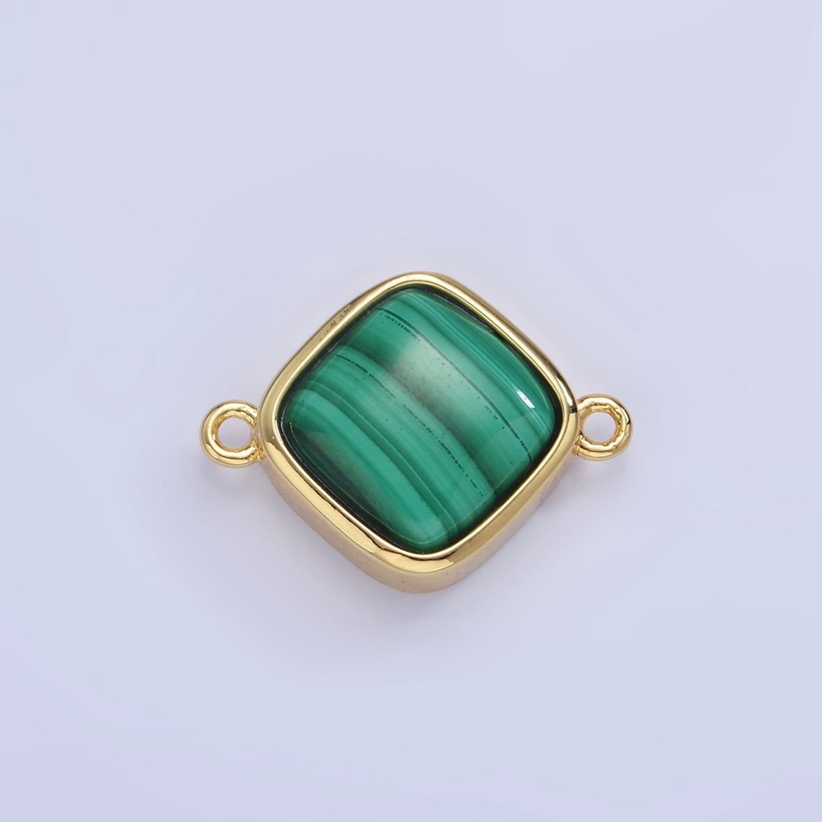 14K Gold Filled Malachite Gemstone Rhombus Connector | G313 - DLUXCA