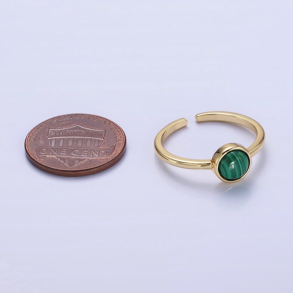 14K Gold Filled Malachite Gemstone Solitaire Ring | O1357 - DLUXCA
