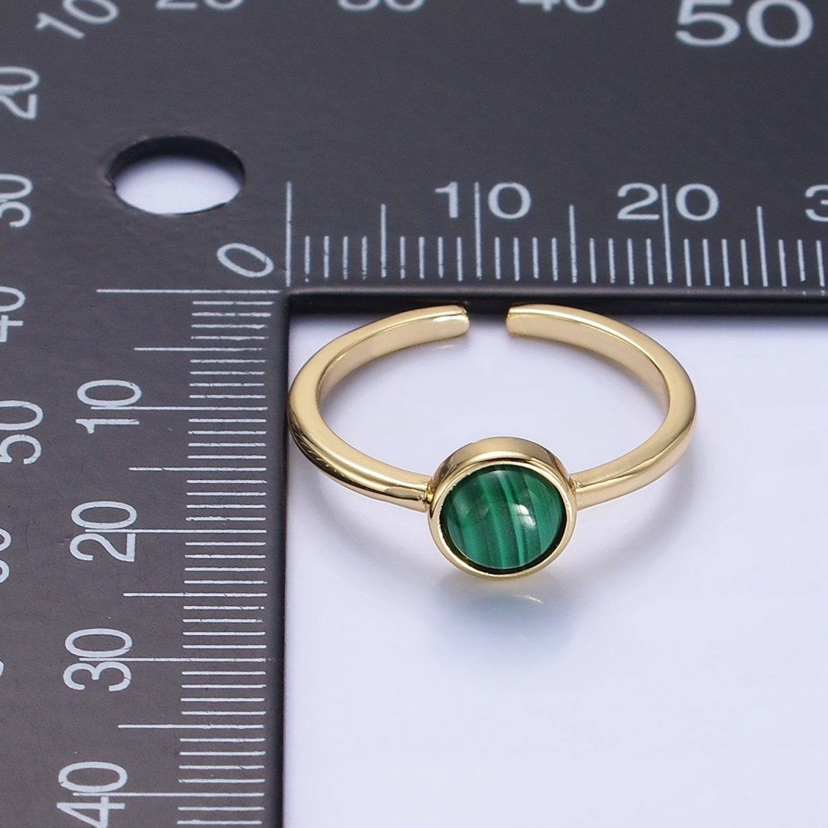 14K Gold Filled Malachite Gemstone Solitaire Ring | O1357 - DLUXCA