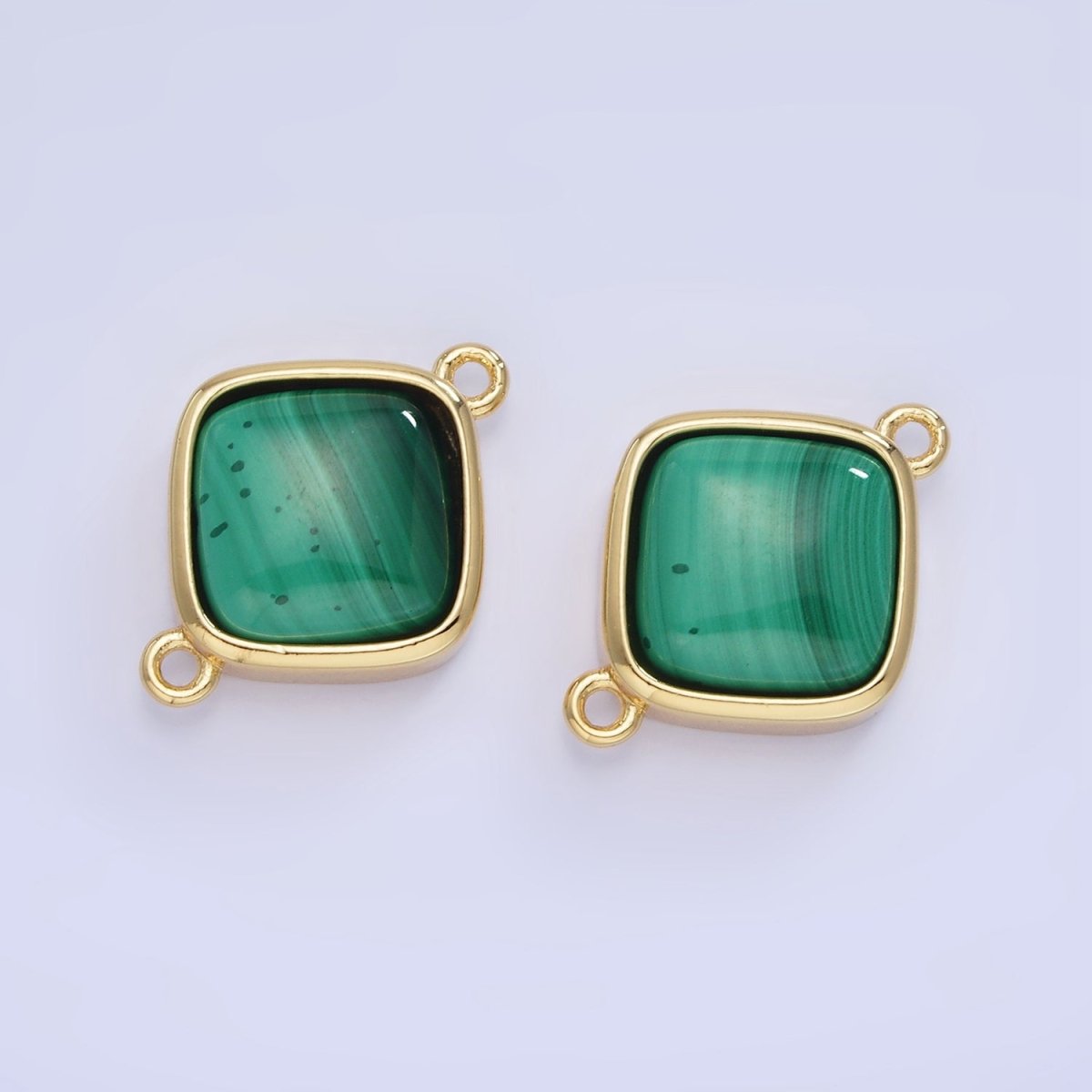 14K Gold Filled Malachite Rhombus Bezel Connector | G334 - DLUXCA