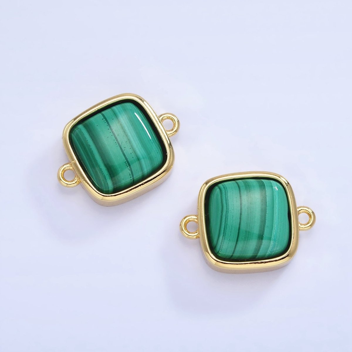 14K Gold Filled Malachite Square Bezel Connector | G333 - DLUXCA