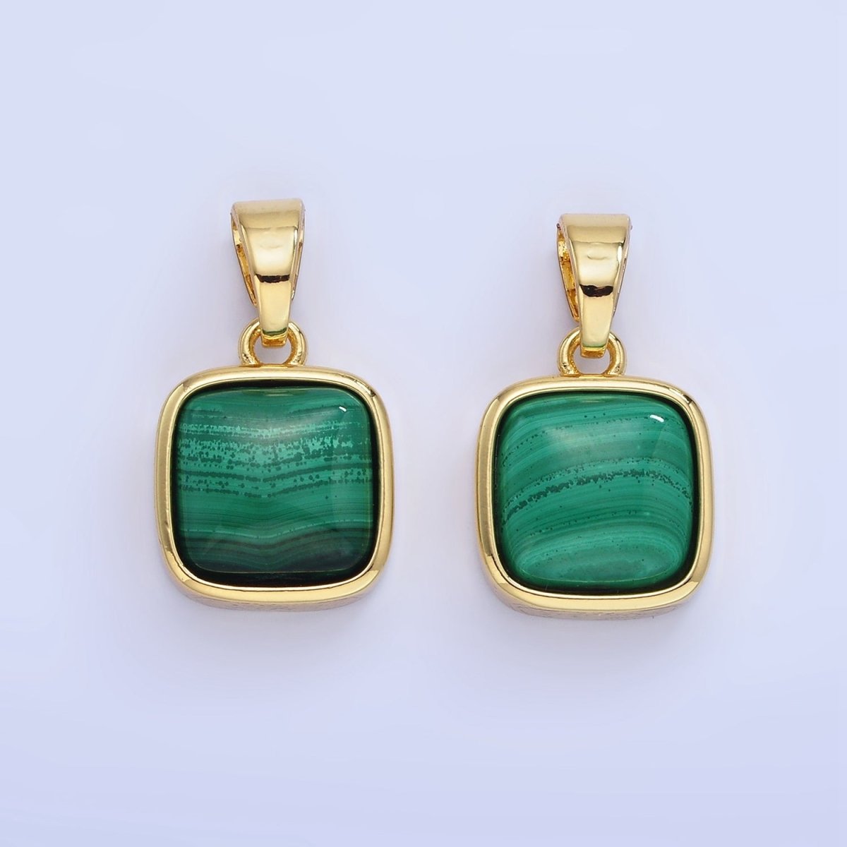 14K Gold Filled Malachite Square Bezel Pendant | AA1254 - DLUXCA