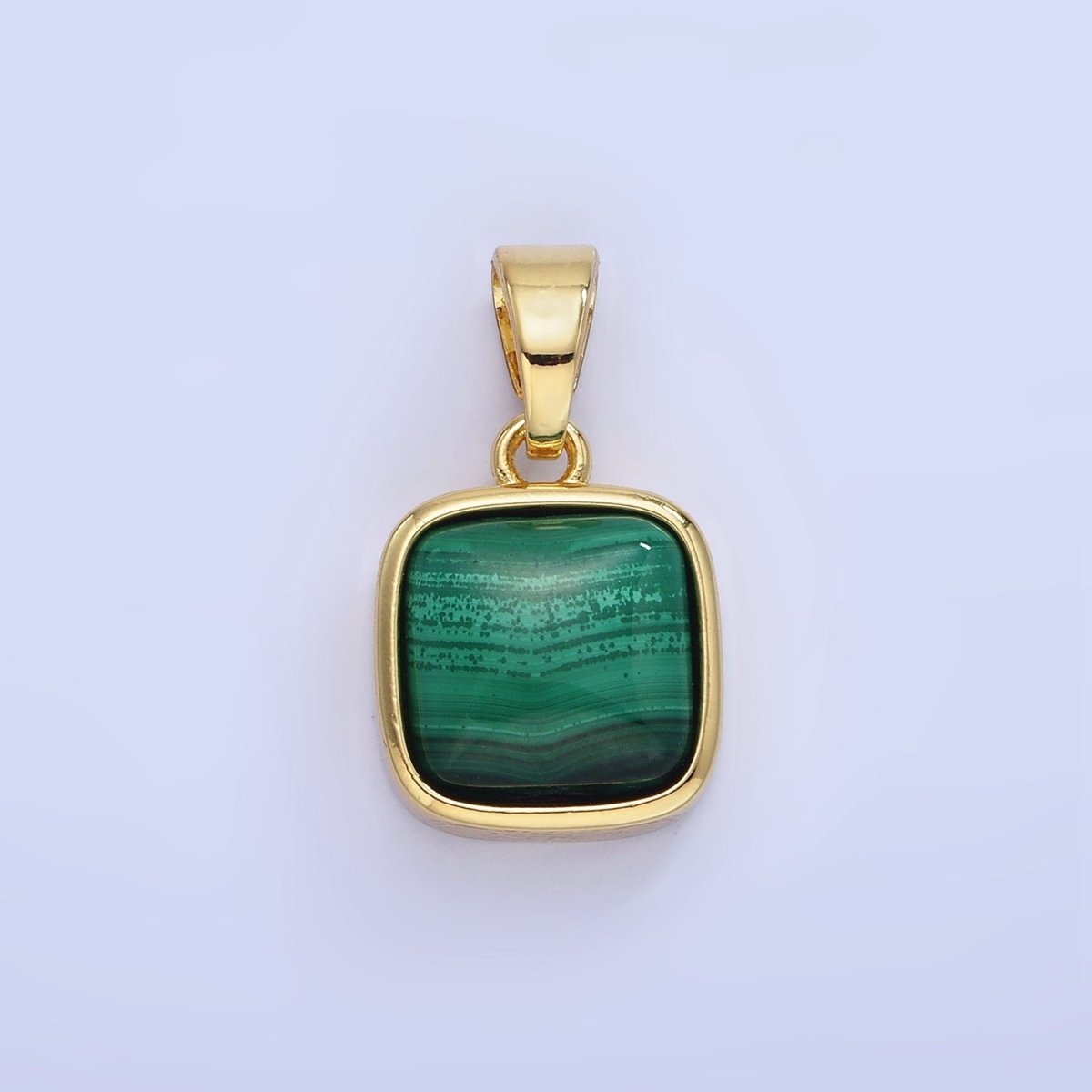 14K Gold Filled Malachite Square Bezel Pendant | AA1254 - DLUXCA