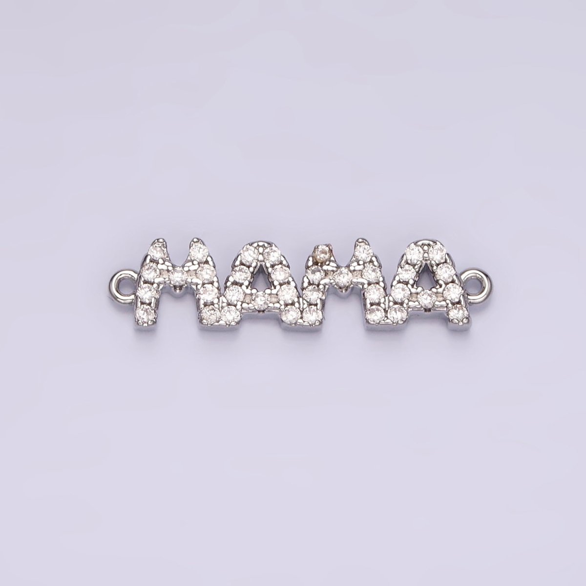 14K Gold Filled "MAMA" Micro Paved CZ Script Connector in Gold & Silver | G267