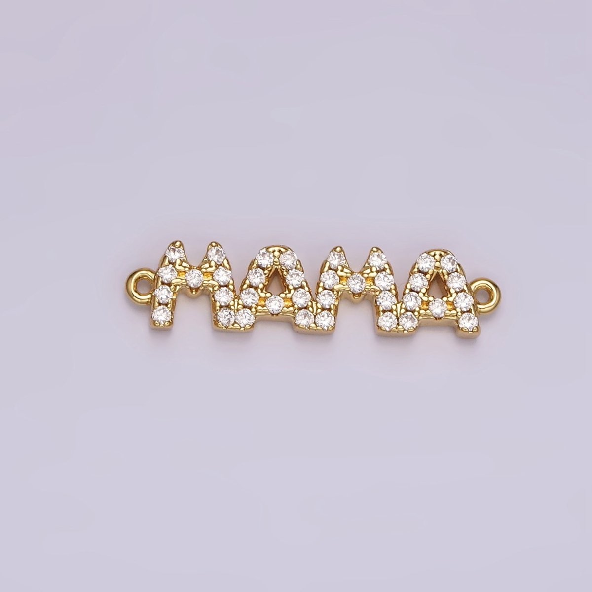 14K Gold Filled "MAMA" Micro Paved CZ Script Connector in Gold & Silver | G267