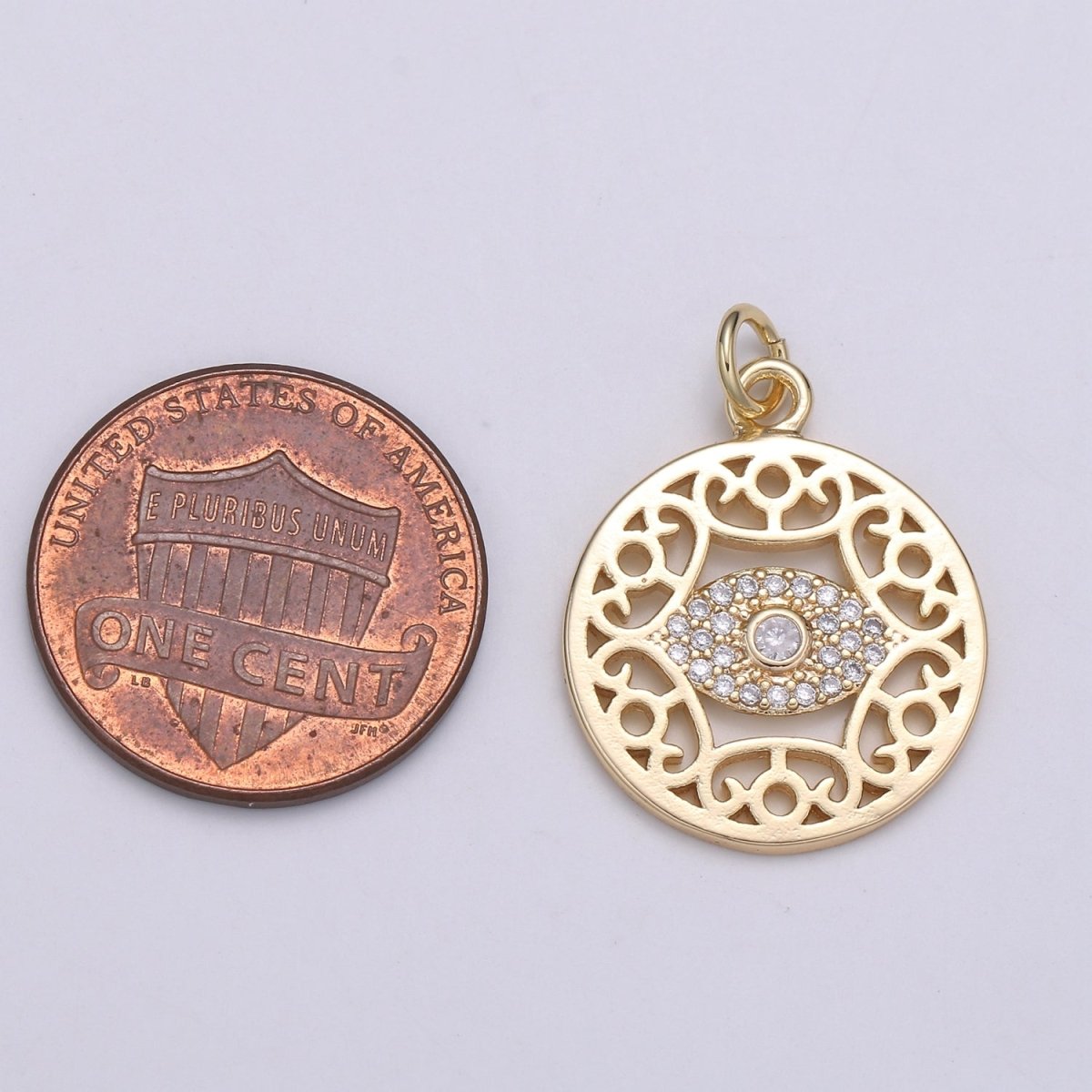 14k Gold Filled Mandala Pendant, Gold Medallion, Boho Pendant, Gold Evil EyE Charms for Earring Bracelet Necklace Jewelry Making Supply,E-095 - DLUXCA