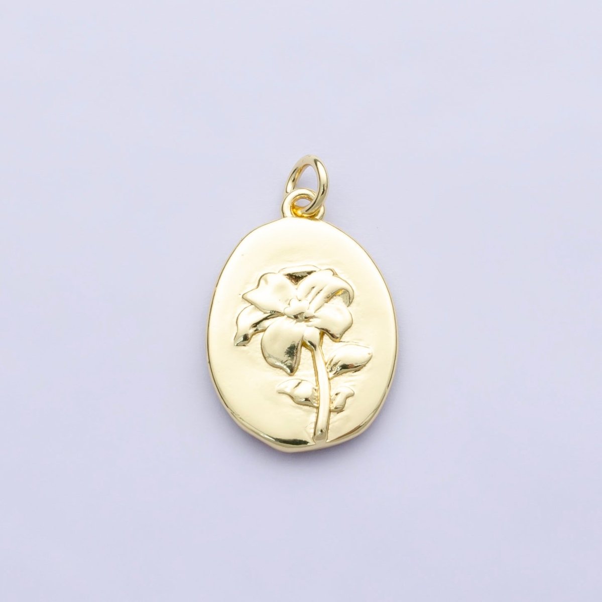 14K Gold Filled Marigold October Birth Flower Personalized Hammered Stamped Double Sided Charm | AG253 - DLUXCA