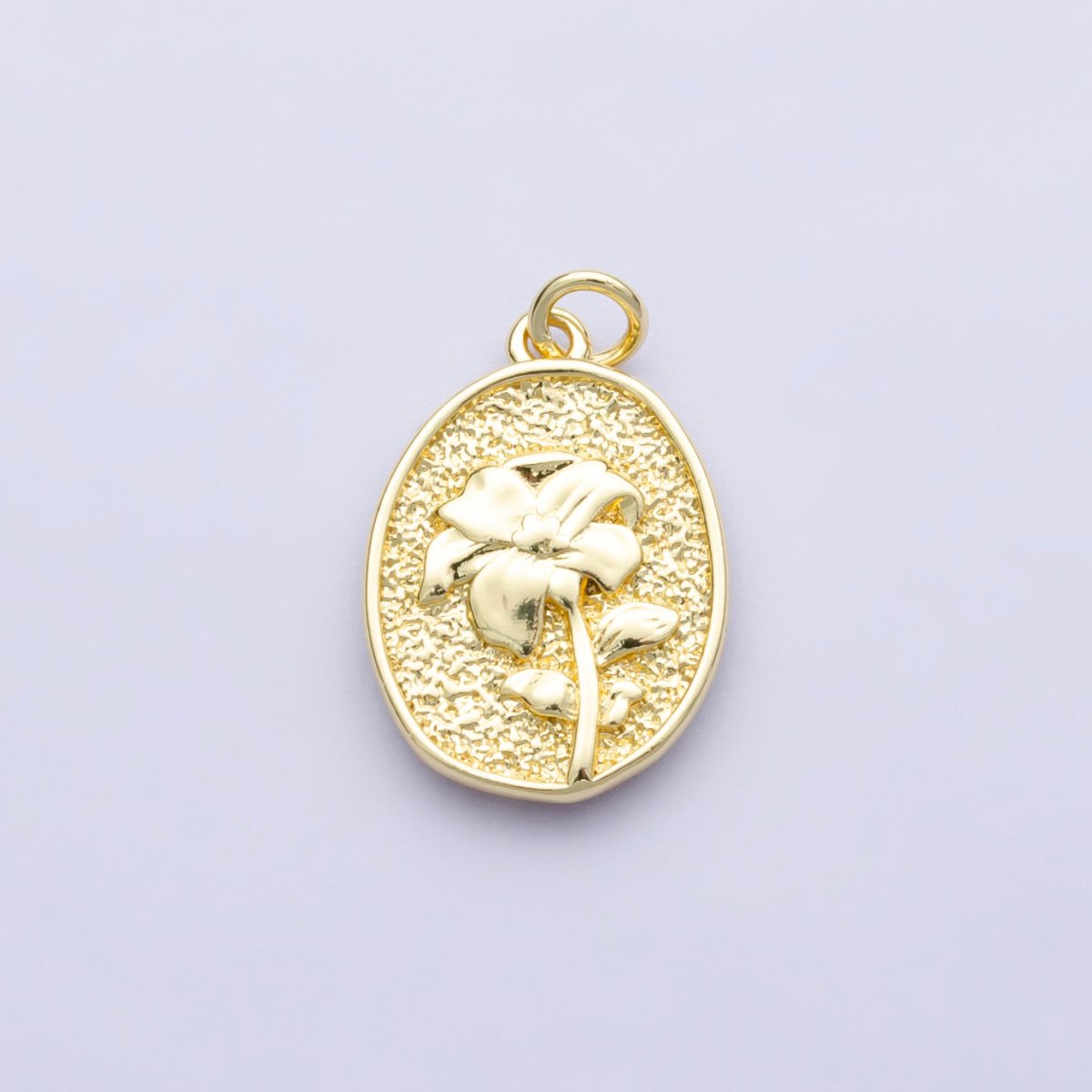 14K Gold Filled Marigold October Birth Flower Personalized Hammered Stamped Double Sided Charm | AG253 - DLUXCA