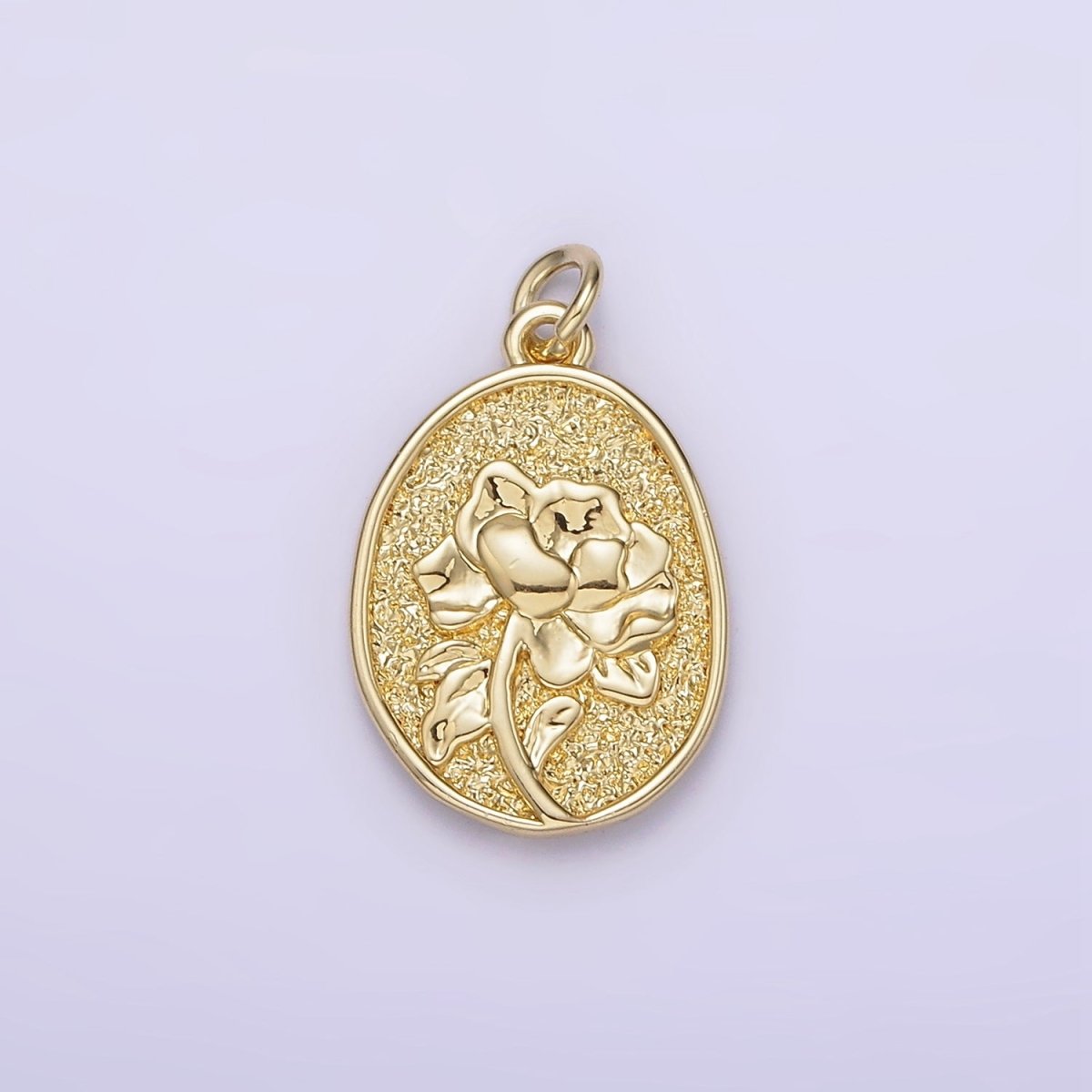 14K Gold Filled Marigold October Birth Flower Personalized Hammered Stamped Double Sided Charm | AG253