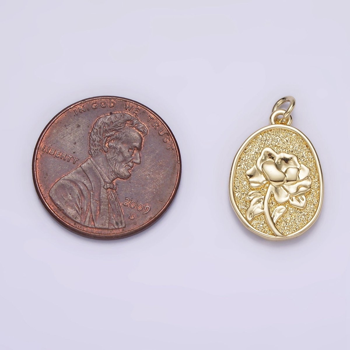 14K Gold Filled Marigold October Birth Flower Personalized Hammered Stamped Double Sided Charm | AG253