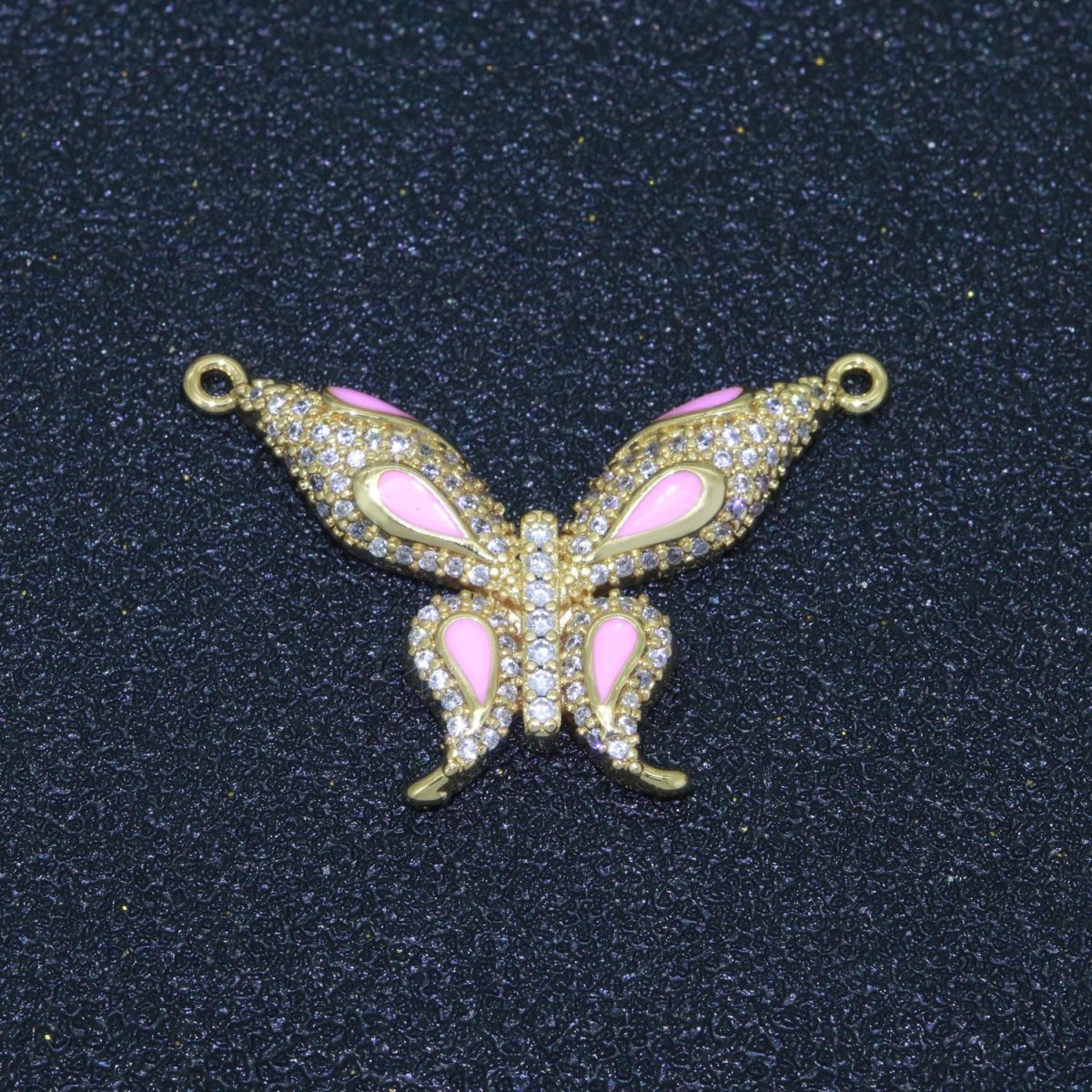 14K Gold Filled Mariposa Butterfly Charm Connector Enamel Butterfly Charm Cubic Zirconia Pendant for Necklace Component Link Connector F-892~F-901