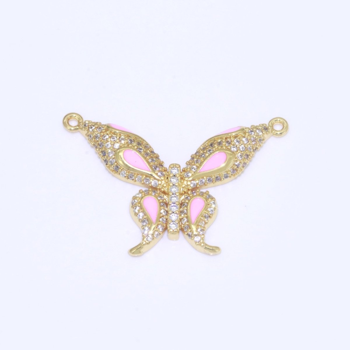 14K Gold Filled Mariposa Butterfly Charm Connector Enamel Butterfly Charm Cubic Zirconia Pendant for Necklace Component Link Connector F-892~F-901