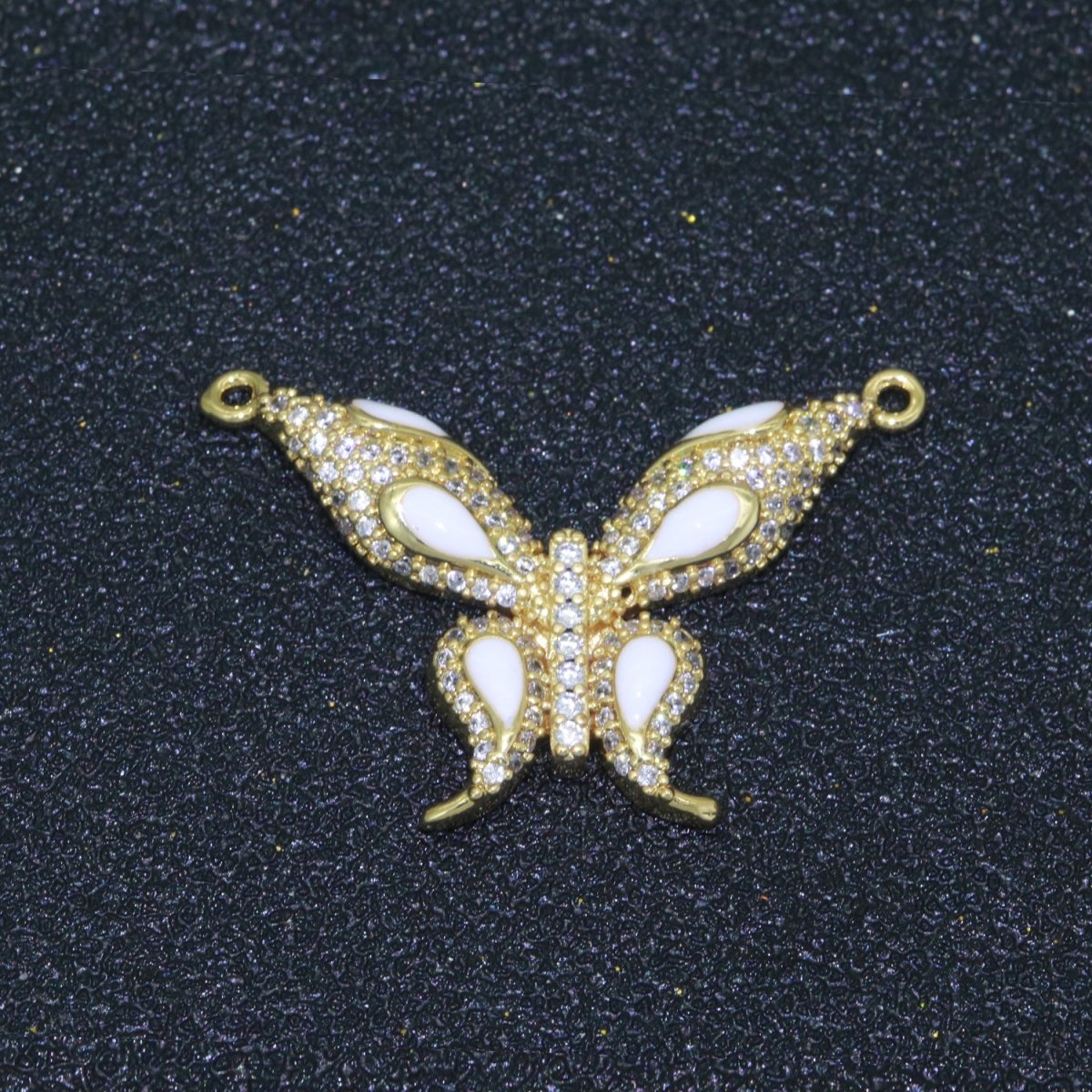 14K Gold Filled Mariposa Butterfly Charm Connector Enamel Butterfly Charm Cubic Zirconia Pendant for Necklace Component Link Connector F-892~F-901