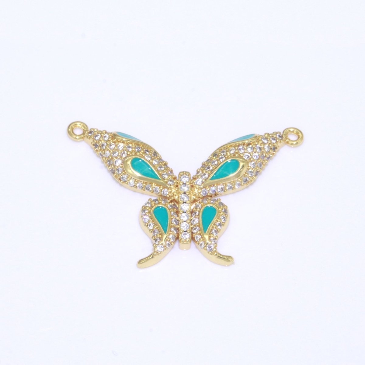 14K Gold Filled Mariposa Butterfly Charm Connector Enamel Butterfly Charm Cubic Zirconia Pendant for Necklace Component Link Connector F-892~F-901