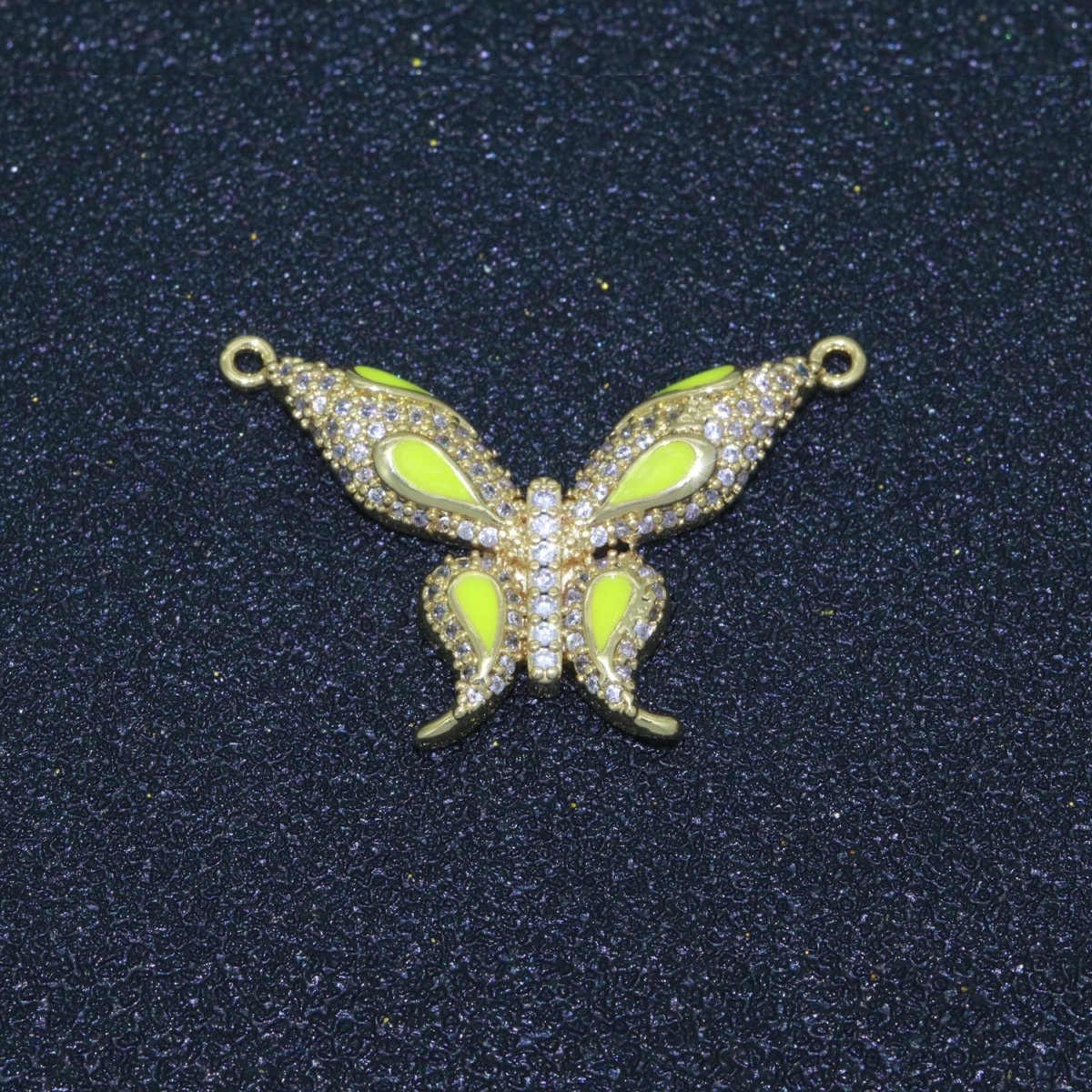 14K Gold Filled Mariposa Butterfly Charm Connector Enamel Butterfly Charm Cubic Zirconia Pendant for Necklace Component Link Connector F-892~F-901