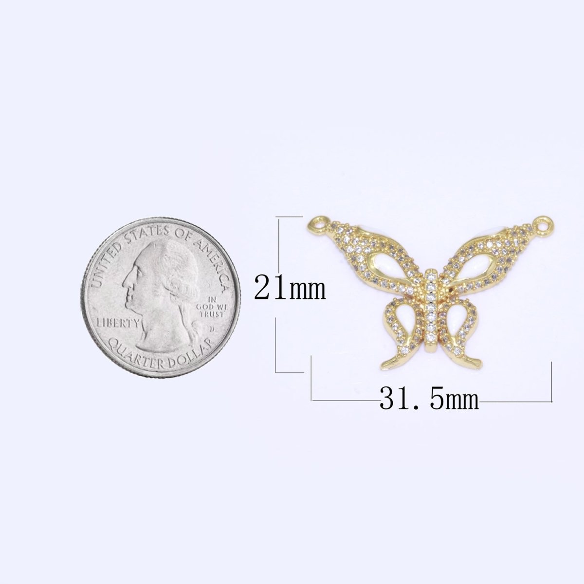 14K Gold Filled Mariposa Butterfly Charm Connector Enamel Butterfly Charm Cubic Zirconia Pendant for Necklace Component Link Connector F-892~F-901