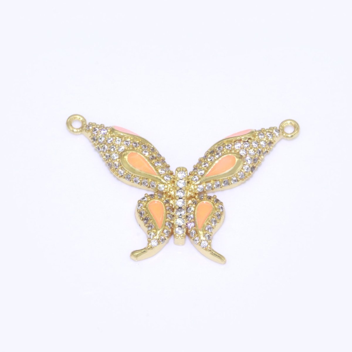 14K Gold Filled Mariposa Butterfly Charm Connector Enamel Butterfly Charm Cubic Zirconia Pendant for Necklace Component Link Connector F-892~F-901