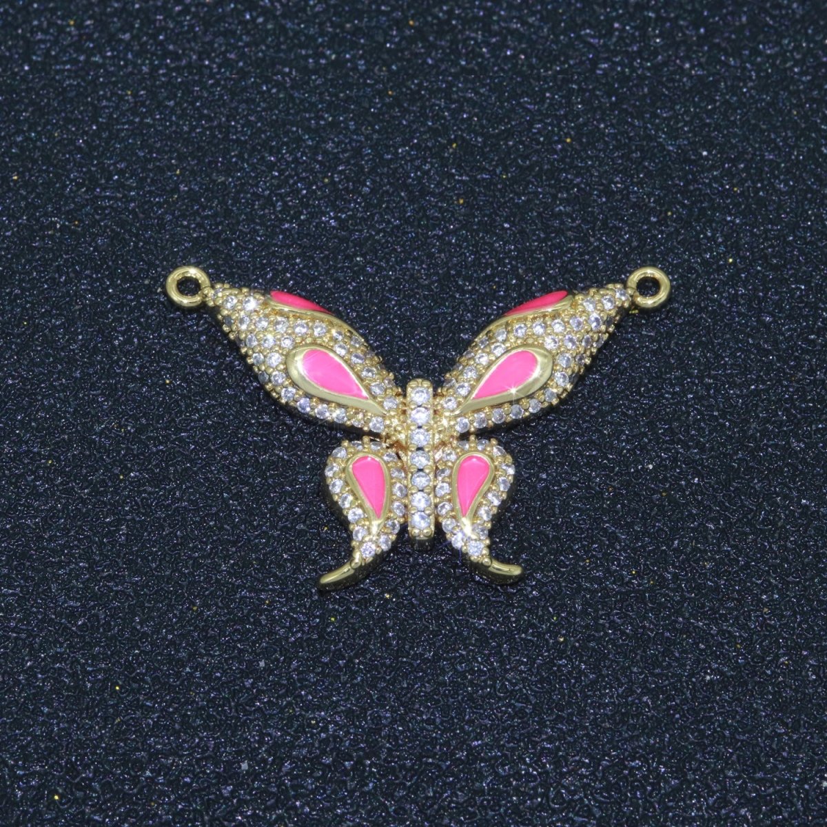 14K Gold Filled Mariposa Butterfly Charm Connector Enamel Butterfly Charm Cubic Zirconia Pendant for Necklace Component Link Connector F-892~F-901