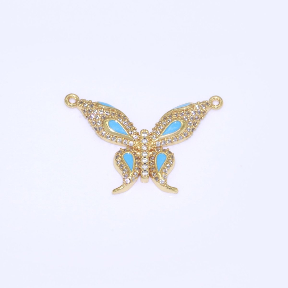 14K Gold Filled Mariposa Butterfly Charm Connector Enamel Butterfly Charm Cubic Zirconia Pendant for Necklace Component Link Connector F-892~F-901