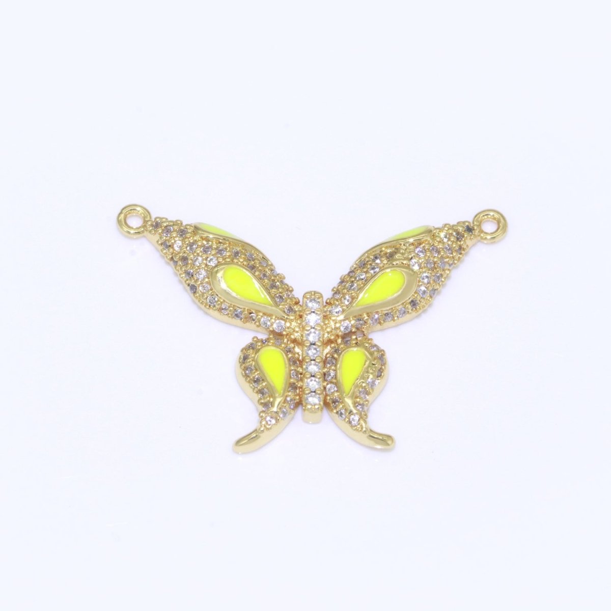 14K Gold Filled Mariposa Butterfly Charm Connector Enamel Butterfly Charm Cubic Zirconia Pendant for Necklace Component Link Connector F-892~F-901